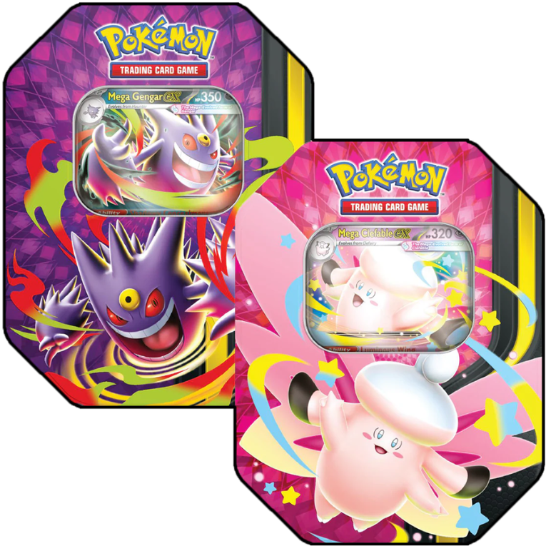 Pokémon TCG Mega Moonlit Tin Box, Mega Gengar ex / Mega Clefable ex