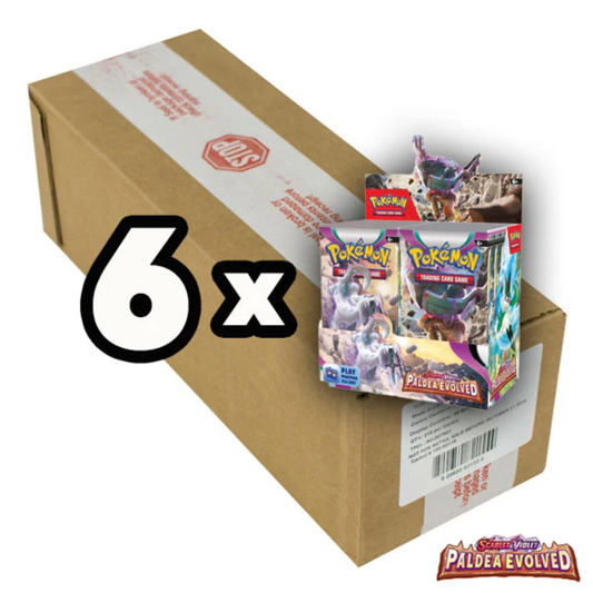 Pokémon TCG Paldea Evolved Booster Box Case. 6 bokser. Forseglet.