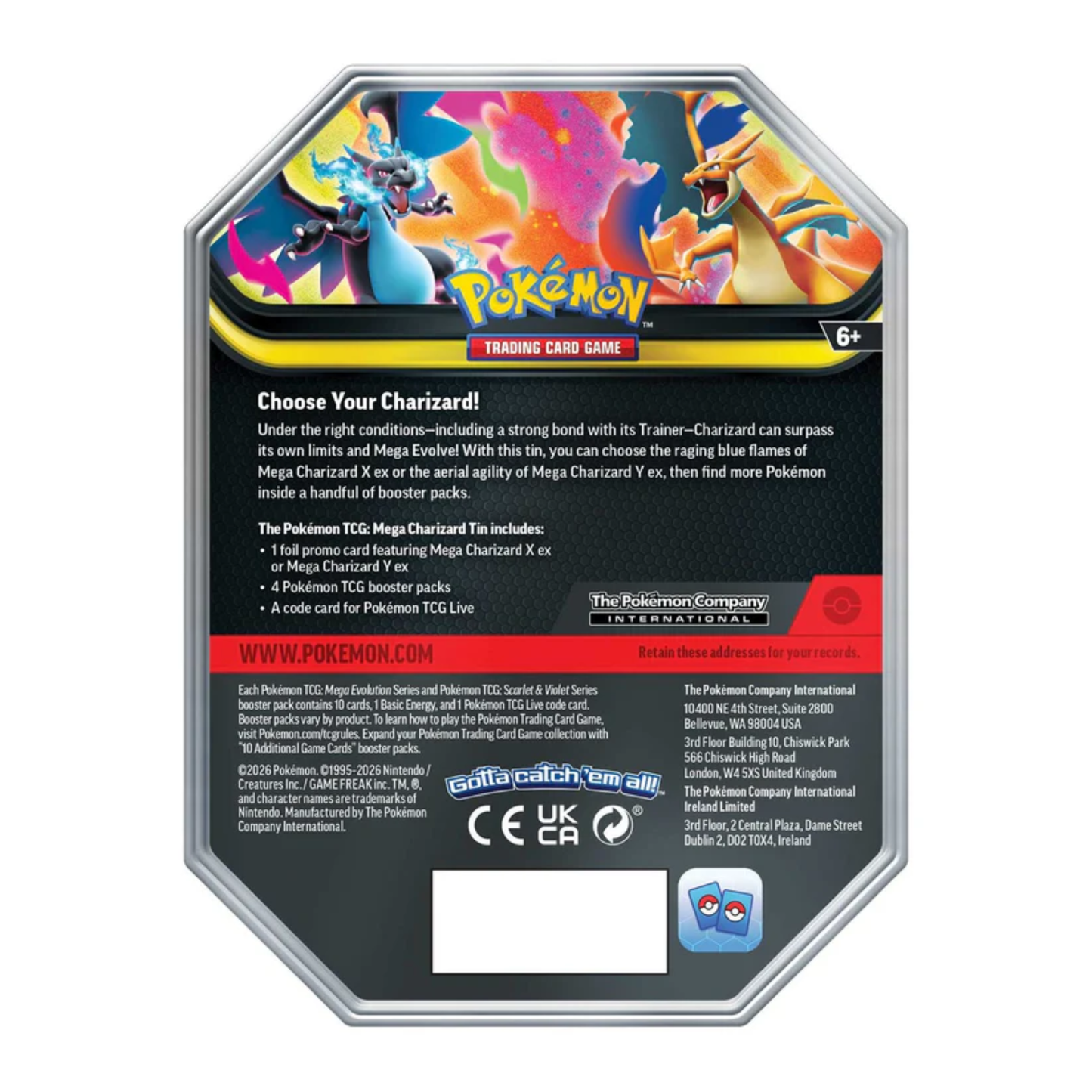 Pokémon TCG Tin - Mega Charizard Y EX (tilfeldig booster art)
